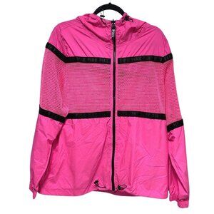 NEW PINK Victoria's Secret Solid Neon Pink Mesh Hooded Full Zip Long Sleeve Jack